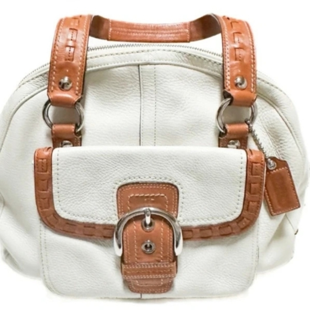 Coach White and Tan Satchel Bag - Picture 6 of 10